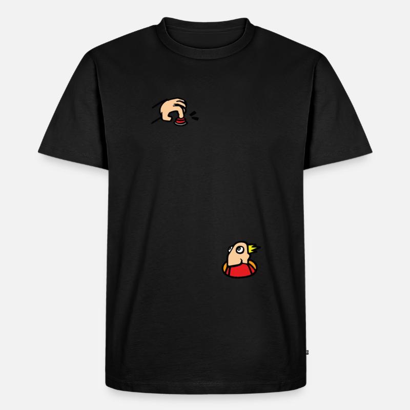 Piepton - roter Knopf - Männer Premium Bio T-Shirt - Schwarz