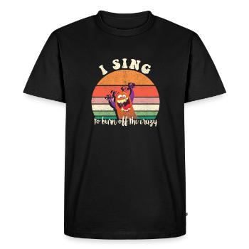 I sing to burn off the crazy retro sunset - Men's Premium Organic T-Shirt - black - Front - Nico (187cm)