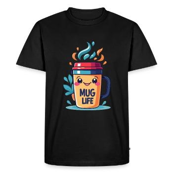 Mug Life - Funny Coffee Illustration - Men's Premium Organic T-Shirt - black - Front - Nico (187cm)