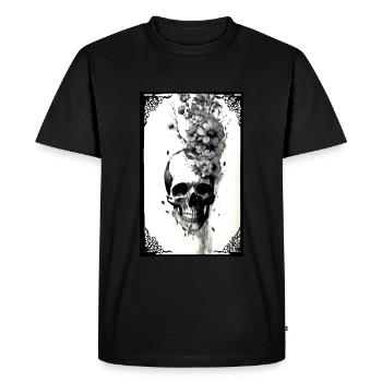 Crâne et fleurs - T-shirt Premium bio Homme - noir - Devant - Nico (187cm)