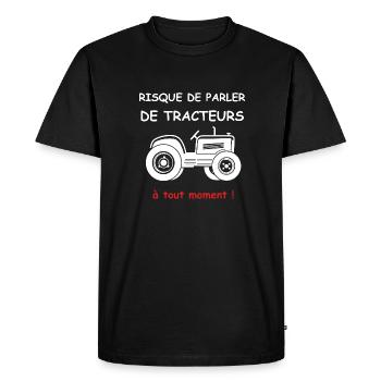 Risque de parler de tracteur - T-shirt Premium bio Homme - noir - Devant - Nico (187cm)