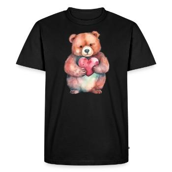 Cute & cute teddy bear with heart love - Men's Premium Organic T-Shirt - black - Front - Nico (187cm)