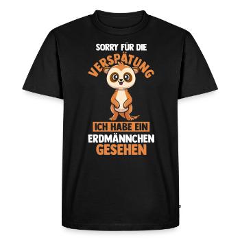 Erdmännchen - Männer Premium Bio T-Shirt - Schwarz - Vorne - Nico (187cm)