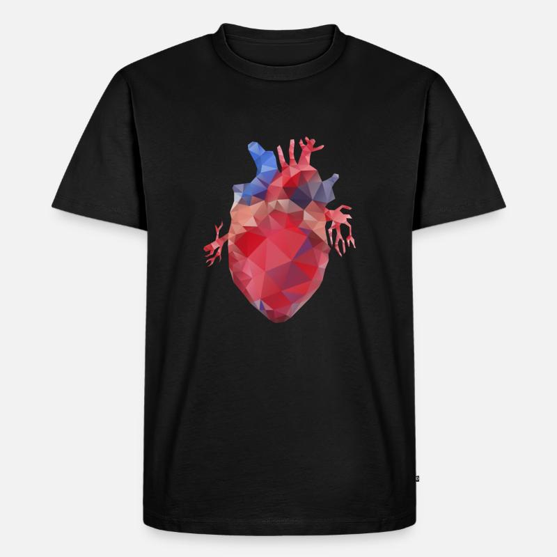 Herz Lowpoly - Männer Premium Bio T-Shirt - Schwarz
