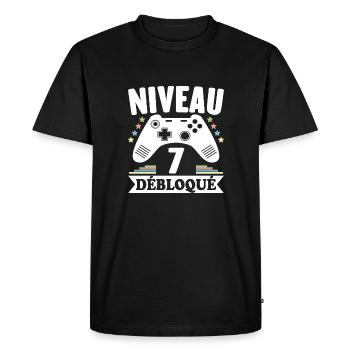 Niveau 7 Ans Débloqué Enfin Adulte Cadeau - T-shirt Premium bio Homme - noir - Devant - Nico (187cm)