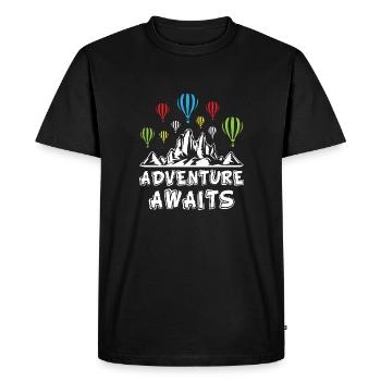 L’aventure attend les montgolfières - T-shirt Premium bio Homme - noir - Devant - Nico (187cm)