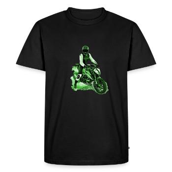 Motocycliste Nakedbike vert - T-shirt Premium bio Homme - noir - Devant - Nico (187cm)