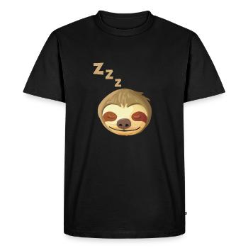 Visage paresseux endormi - T-shirt Premium bio Homme - noir - Devant - Nico (187cm)