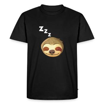 Visage paresseux endormi - T-shirt Premium bio Homme - noir - Devant - Nico (187cm)