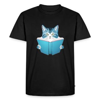 Books Cat Cat Reading Kitten Book Domestic Cat - Men's Premium Organic T-Shirt - black - Front - Nico (187cm)