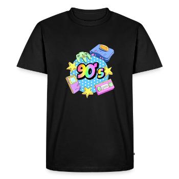 VINTAGE 90's - T-shirt Premium bio Homme - noir - Devant - Nico (187cm)