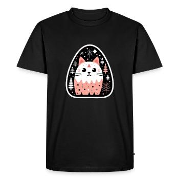 Chaton en attente de Noël - T-shirt Premium bio Homme - noir - Devant - Nico (187cm)