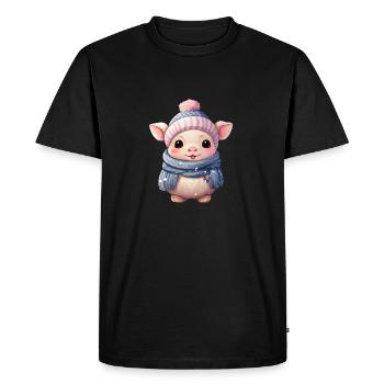 Winter Magic Piglet Design - Men's Premium Organic T-Shirt - black - Front - Nico (187cm)