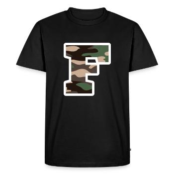 lettre F camouflage militaire-idée cadeau - T-shirt Premium bio Homme - noir - Devant - Nico (187cm)