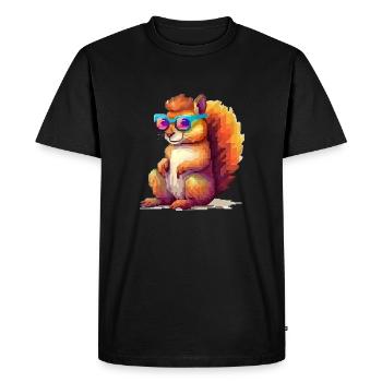 Pixulo the Squirrel - Men's Premium Organic T-Shirt - black - Front - Nico (187cm)