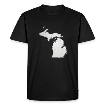 Michigan (États-Unis) | Vrai volley-ball | Carte - T-shirt Premium bio Homme - noir - Devant - Nico (187cm)