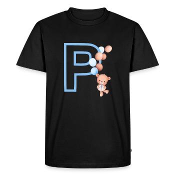 Lettre p bleue ours - T-shirt Premium bio Homme - noir - Devant - Nico (187cm)