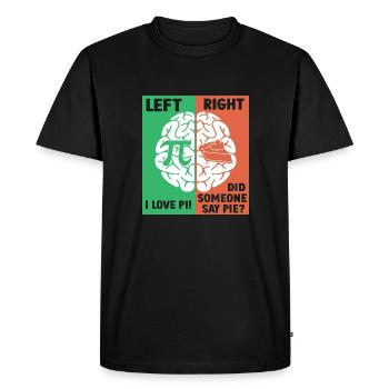 Le cerveau gauche aime Pi, le cerveau droit a envie de tarte - T-shirt Premium bio Homme - noir - Devant - Nico (187cm)