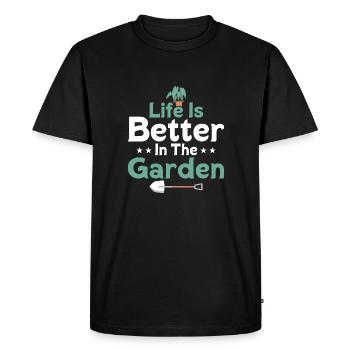 La vie est meilleure dans le jardin Jardinage Botanique - T-shirt Premium bio Homme - noir - Devant - Nico (187cm)