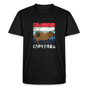 Capybara Vintage Style Rétro - T-shirt Premium bio Homme - noir - Devant - Nico (187cm)