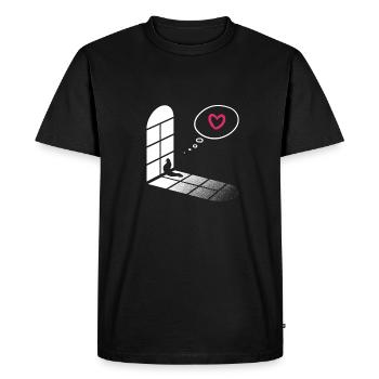 Le chat s’assoit près de la fenêtre et attend - Cat Fan - T-shirt Premium bio Homme - noir - Devant - Nico (187cm)