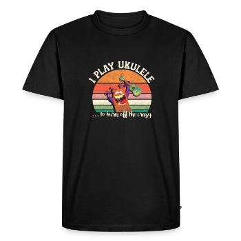 I play Ukulele to burn off the crazy retro sunset - Men's Premium Organic T-Shirt - black - Front - Nico (187cm)