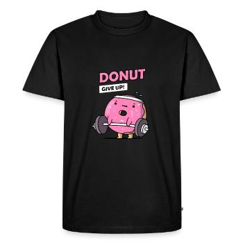 Donut Give Up - Men's Premium Organic T-Shirt - black - Front - Nico (187cm)