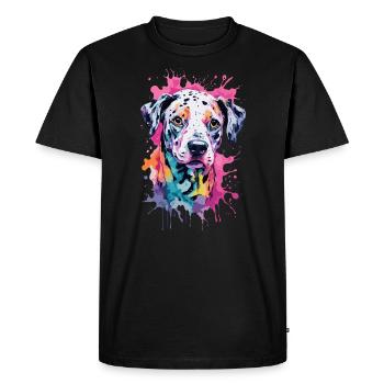 Chien dalmate coloré à l’aquarelle. Illustration - T-shirt Premium bio Homme - noir - Devant - Nico (187cm)