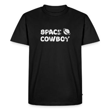 Space Cowboy avec OVNI au look vintage / rétro - T-shirt Premium bio Homme - noir - Devant - Nico (187cm)