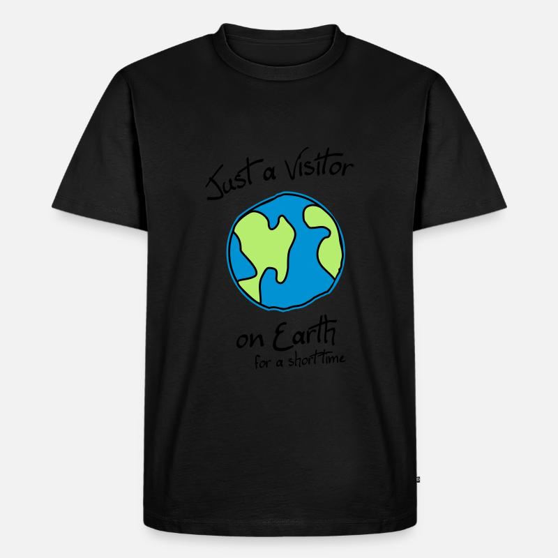 Visitor on Earth - Männer Premium Bio T-Shirt - Schwarz