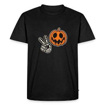 Halloween Citrouille Squelette Paix Halloween - T-shirt Premium bio Homme - noir - Devant - Nico (187cm)