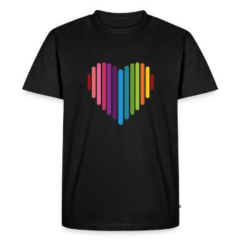 Rainbow Heart, Love, Love is love, - Men's Premium Organic T-Shirt - black - Front - Nico (187cm)