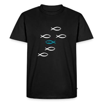 Don de foi Croix du poisson chrétien - T-shirt Premium bio Homme - noir - Devant - Nico (187cm)