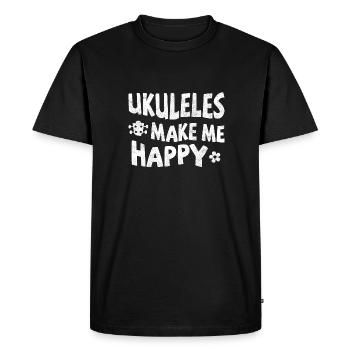 Ukuleles make me happy - Men's Premium Organic T-Shirt - black - Front - Nico (187cm)
