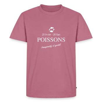 Poissons signe astrologique - T-shirt Premium bio Homme - mauve - Devant - Nico (187cm)