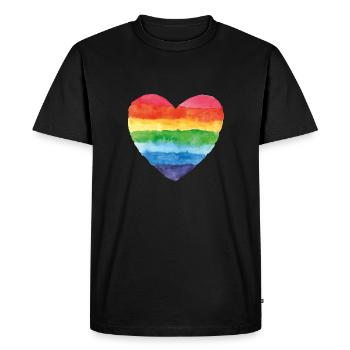 pride coloré arc-en-ciel csd gay amour coeur mariage love - T-shirt Premium bio Homme - noir - Devant - Nico (187cm)
