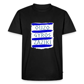 Ouzo Gyros Zaziki - Men's Premium Organic T-Shirt - black - Front - Nico (187cm)