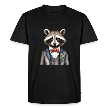Gentleman raccoon - Men's Premium Organic T-Shirt - black - Front - Nico (187cm)