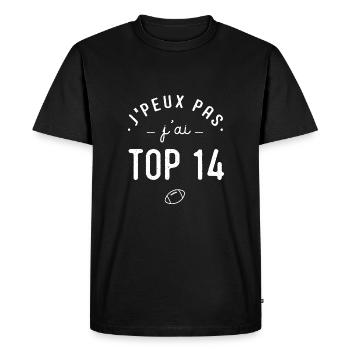 J'peux pas j'ai top 14 cadeau humour rugby - T-shirt Premium bio Homme - noir - Devant - Nico (187cm)