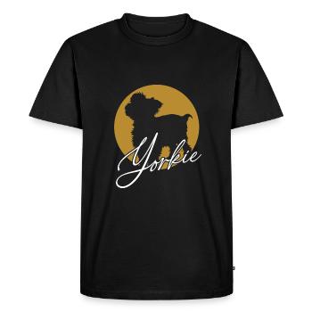 Adorable Yorkie sur une roue chromatique avec lettrage - T-shirt Premium bio Homme - noir - Devant - Nico (187cm)