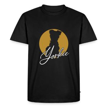 Adorable Yorkie en roue chromatique avec lettrage - T-shirt Premium bio Homme - noir - Devant - Nico (187cm)