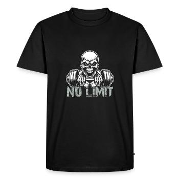 No Limit Hard Workout Skull with Dumbbell - Men's Premium Organic T-Shirt - black - Front - Nico (187cm)