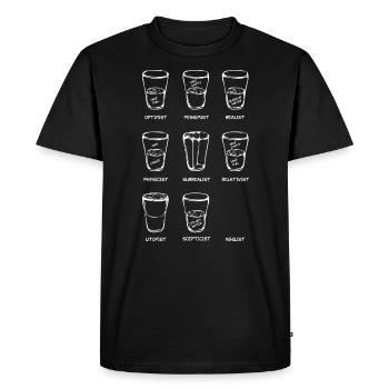 Point de vue - Le verre est ... (variante blanche) - T-shirt Premium bio Homme - noir - Devant - Nico (187cm)