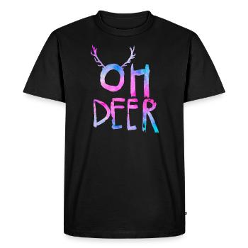 Oh Deer Cerf de renne Noël - T-shirt Premium bio Homme - noir - Devant - Nico (187cm)