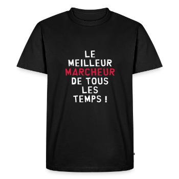 Course à pied / Marche / Marcheur / Running / Run - T-shirt Premium bio Homme - noir - Devant - Nico (187cm)
