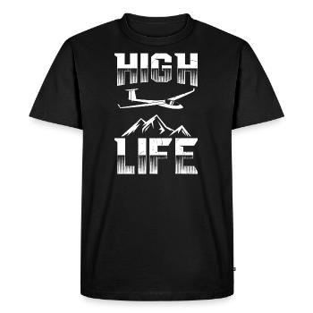 High Life | Planeur planeur Pilote Cadeaux - T-shirt Premium bio Homme - noir - Devant - Nico (187cm)
