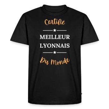 Certifié meilleur lyonnais du monde - T-shirt Premium bio Homme - noir - Devant - Nico (187cm)