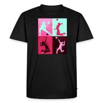 volley-ball, volleyballerine, beachball,graffiti - T-shirt Premium bio Homme - noir - Devant - Nico (187cm)