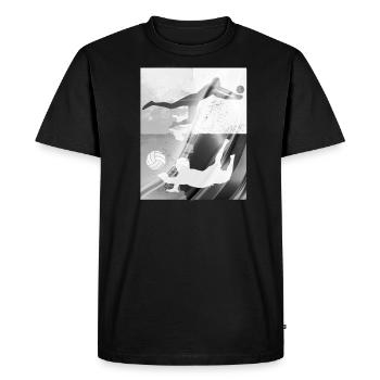 volley-ball, volleyballer, beachball, graffiti, argent - T-shirt Premium bio Homme - noir - Devant - Nico (187cm)