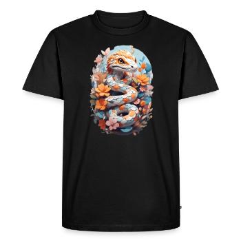 Vivid Snake and Fantasy Flowers: A Psychedelic and Fantasy Flowers: A Psychedelic and Fantasy Flowers: A Psychedelic and - T-shirt Premium bio Homme - noir - Devant - Nico (187cm)